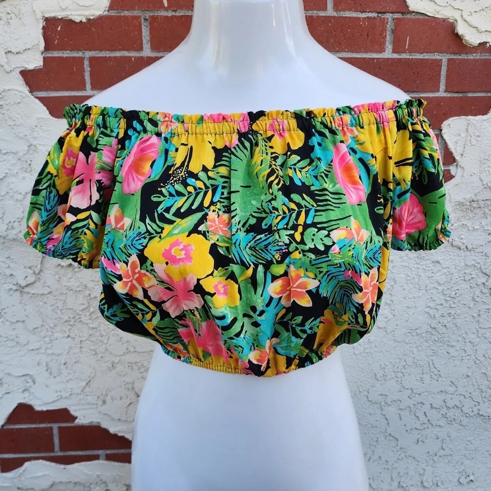 RACHEL ZOE tropical floral hawaiian off shouler top. SIZE LARGE. $4.99 shipping
